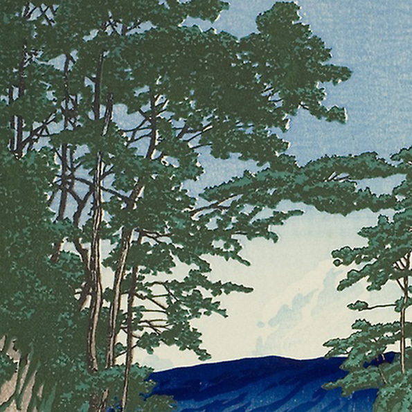 川瀬巴水　十和田湖　大判ポスターサイズ　56×39.2ｃｍ　複製　◆新版画　小原古邨　吉田博_画像3