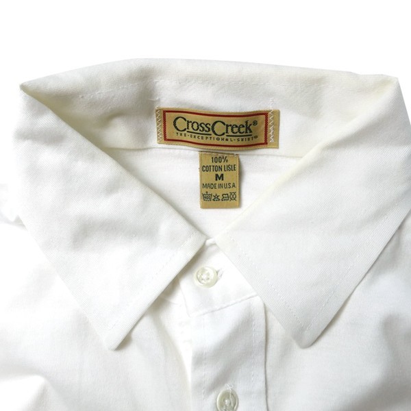 企業系! 90s USA製 Cross Creek ヴィンテージ DELTA AIR LINES 企業ロゴ 刺繍 襟付き 半袖 ポロ Tシャツ ホワイト 白 Mサイズ メンズ 古着_画像6