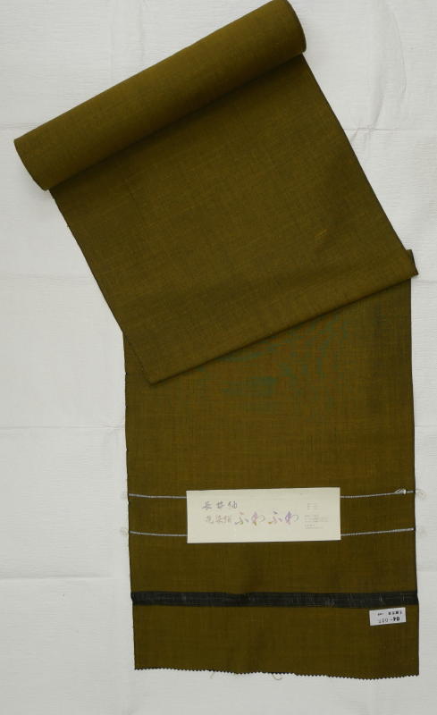 処分超特価：米沢・長井紬・先染絹ふわふわ無地紬・煤竹色・手縫い仕立付