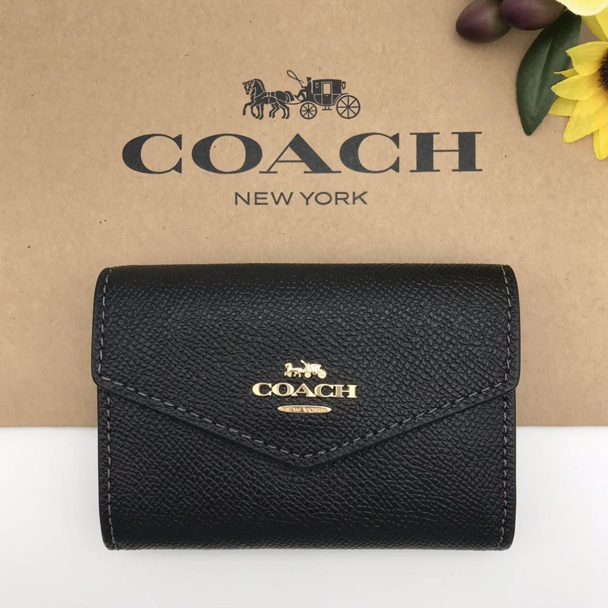 COACH * очень популярный * заслонка футляр для карточек черный f ковер men to кейс футляр для визитных карточек CH487 IMBLK новый товар 