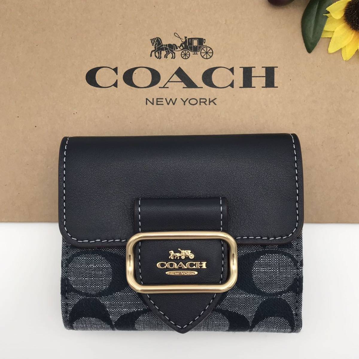 COACH 大人気！！ スモールモーガンウォレット シグネチャー デニム 新品-