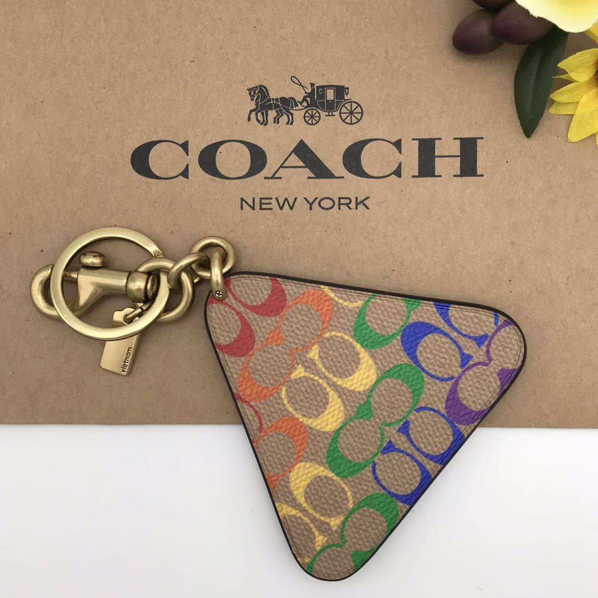 COACH チャーム ★大人気★ バッグ チャーム レインボー シグネチャー キャンバス CA337 B4L38 新品_画像2