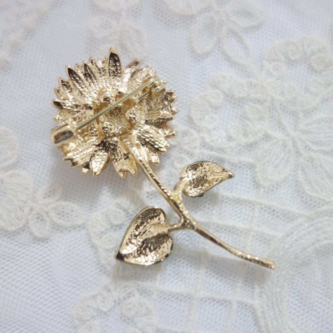 中心パール ブローチ 向日葵 ゴールド ひまわり brooch - 通販