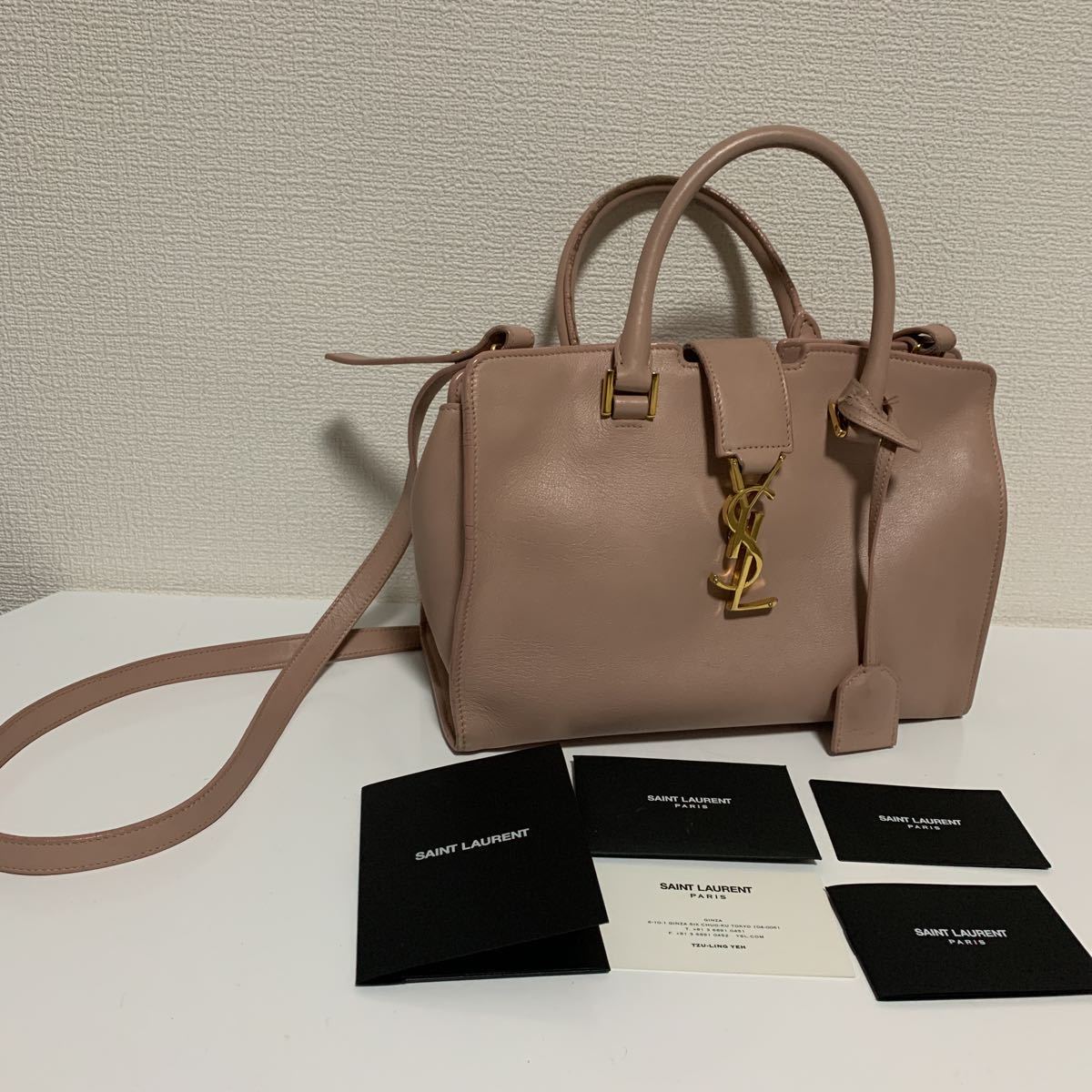 美品 サンローラン 2way ハンドバッグ ベイビーカバス ピンク