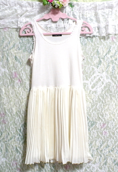 白ホワイトネグリジェノースリーブシフォンスカートワンピース White negligee sleeveless chiffon dress