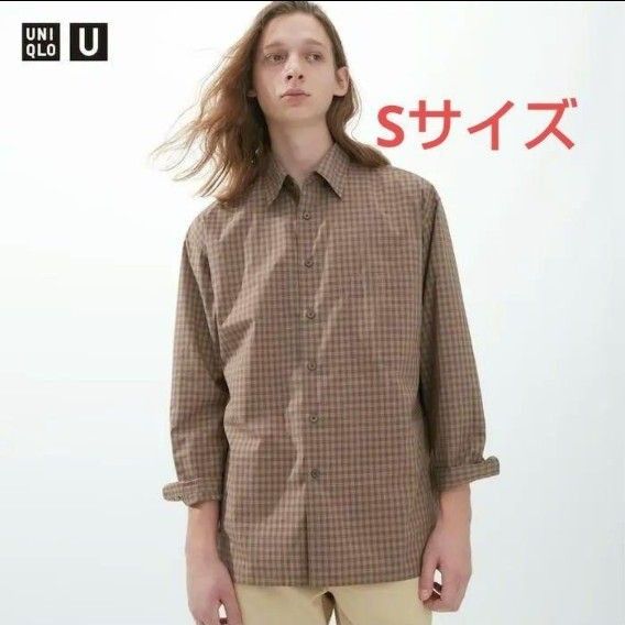 新品】Uniqlo U オーバーサイズチェックシャツ(長袖)BROWN S 新品】Uniqlo U オーバーサイズチェックシャツ(長袖)BROWN S