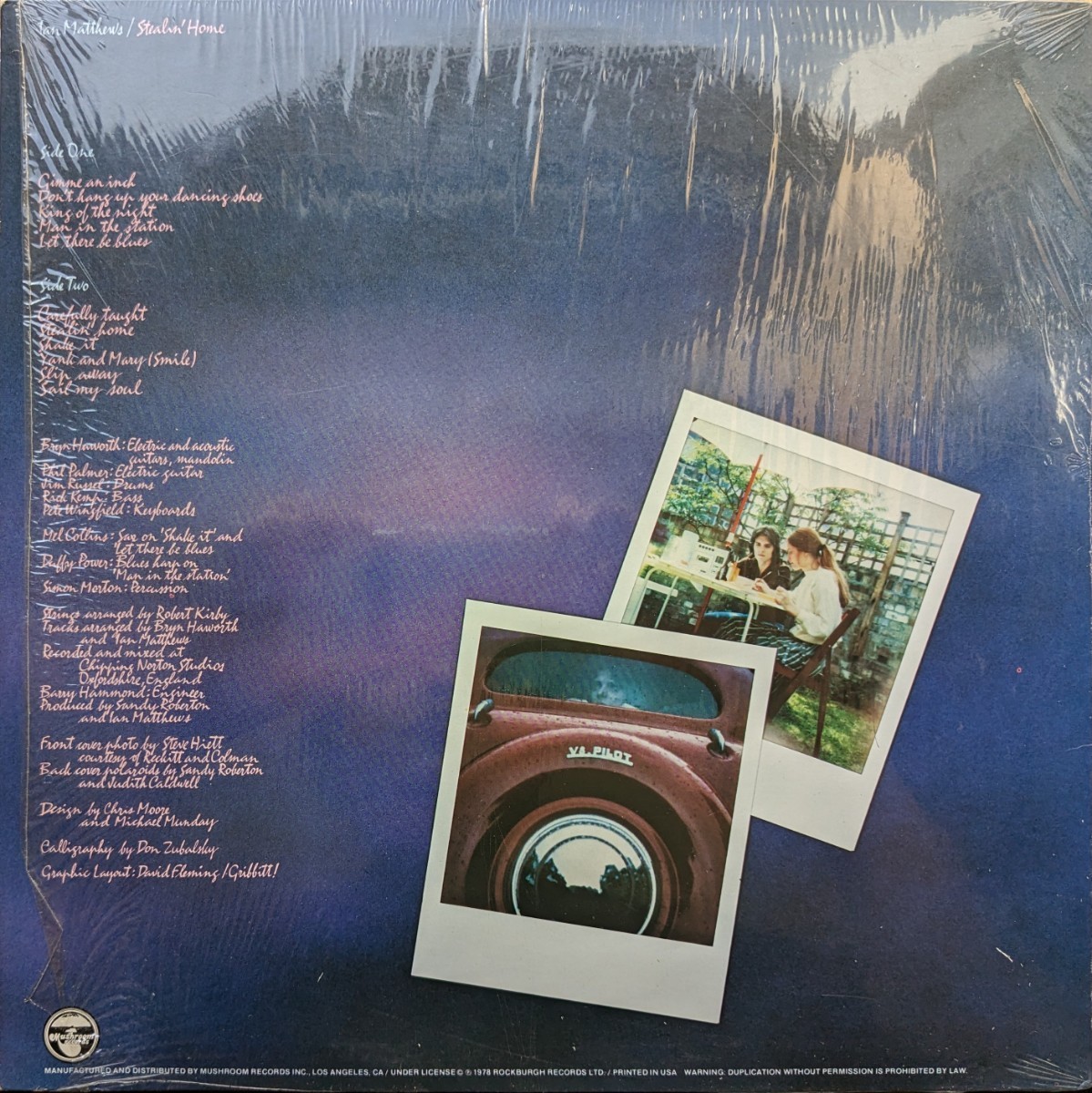 ☆IAN MATTHEWS/STEALIN‘ HOME1978'USA MUSHROOM RECORDS_画像2