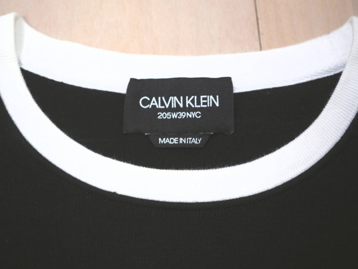 CALVIN KLEIN 205W39NYC カルバンクライン205W39NYC 18SS切り替え厚手カットソーM黒×白 Italy製 ラフシモンズデザイン_画像3