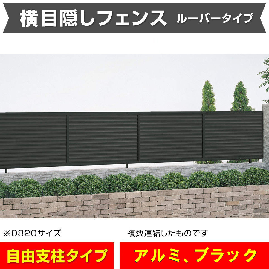 最新エルメス 横目隠しフェンス幅1998mm×高さ600mm 送料無料 安心の日本製 横目隠し外構DIY 格安アルミフェンス 風通しの良いルーバータイプ ブラック色 庭