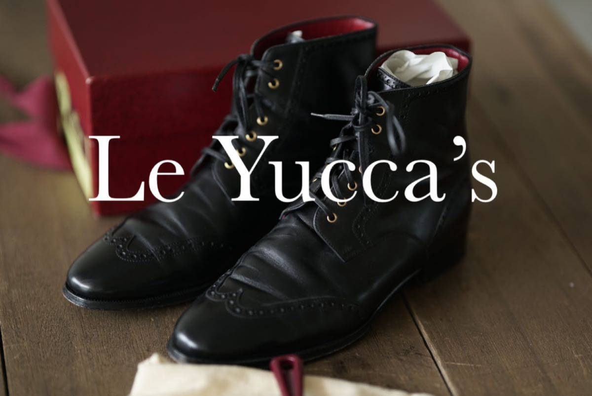 Le Yuccas レユッカス ウィングチップ レザー ブーツ シューズ 43 1/2 28-29cm 赤 黒 レースアップ 革靴 ブラック Enzo Bonafe per alden