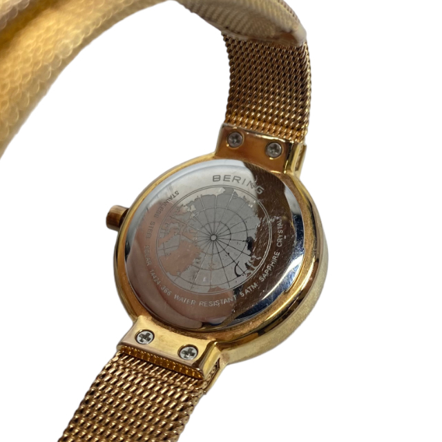 BERING ベーリング 小物 腕時計 時計 アナログ 5気圧 防水 クォーツ ソーラー ステンレス マザーオブパール ゴールド_画像5