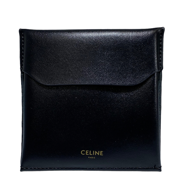 【美品】CELINE セリーヌ 財布 コインケース 小銭入れ コンパクト ミニ財布 ロゴ レザー ブラック