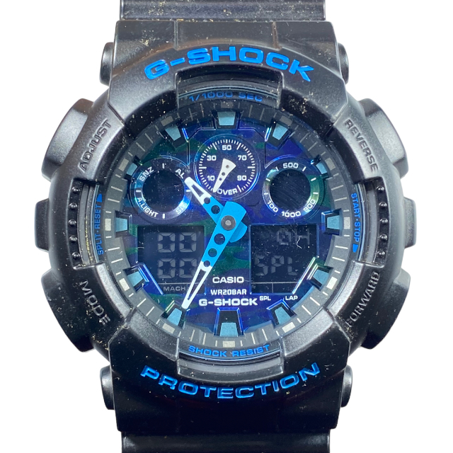 【稼働品】 CASIO カシオ G-SHOCK GA-100CB-1ADR 腕時計 時計 20気圧防水 樹脂バンド クオーツ ブルーカモフラージュ柄 ブラック