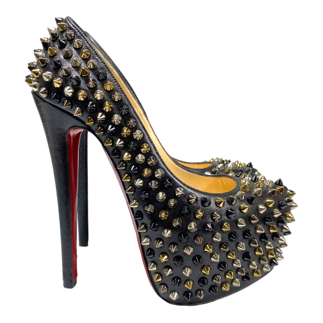 Christian Louboutin クリスチャン ルブタン パンプス ハイヒール 厚底 スパイク スタッズ レザー ブラック [サイズ 34 1/2(約21.5cm)]_画像4