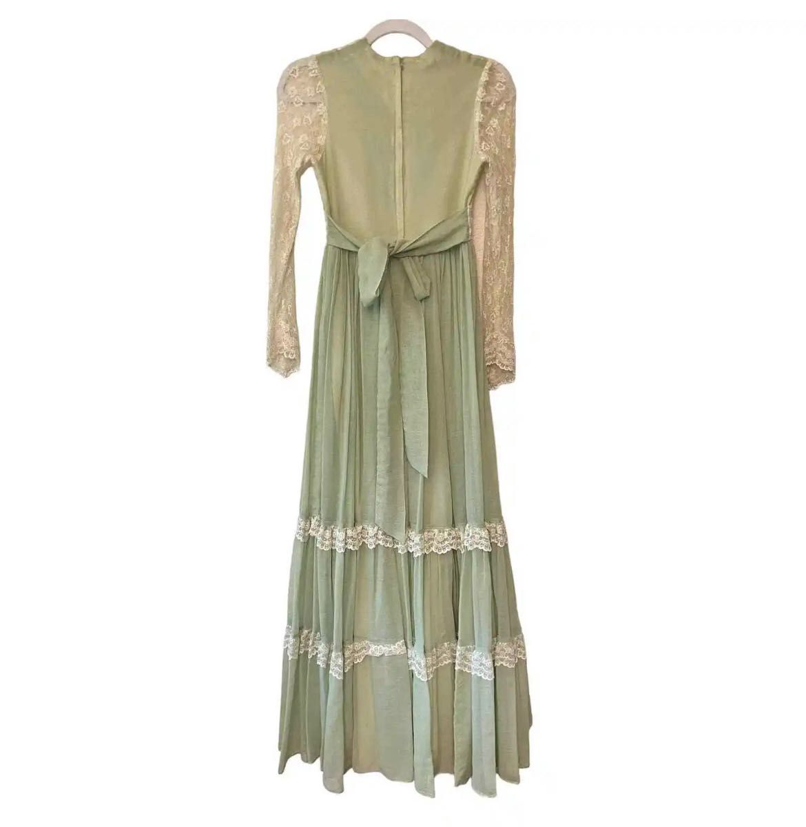 Gunne Sax ヴィンテージ 70s セージグリーン レース コテージコア