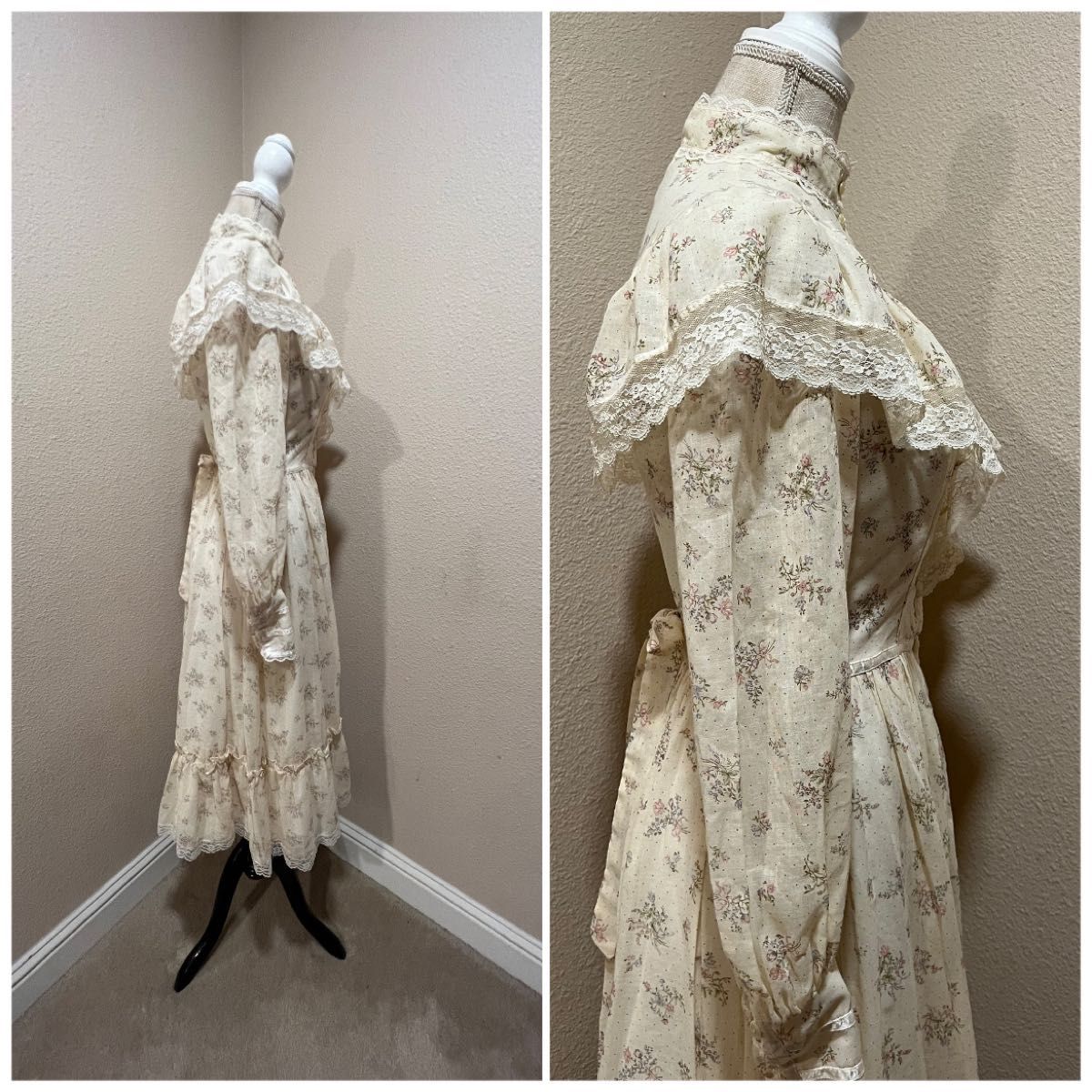 Gunne Sax Vintage1970 年代 ミディ ティー ドレス エドワード朝