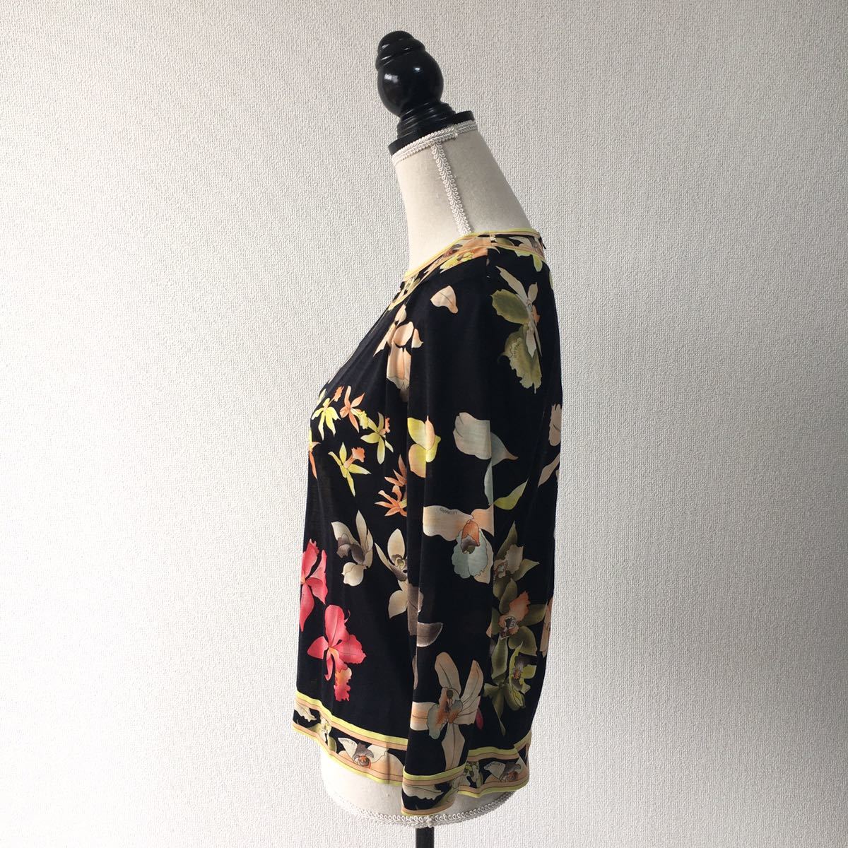 美品 LEONARD レオナール 花柄 シルクウール カットソー 送料無料