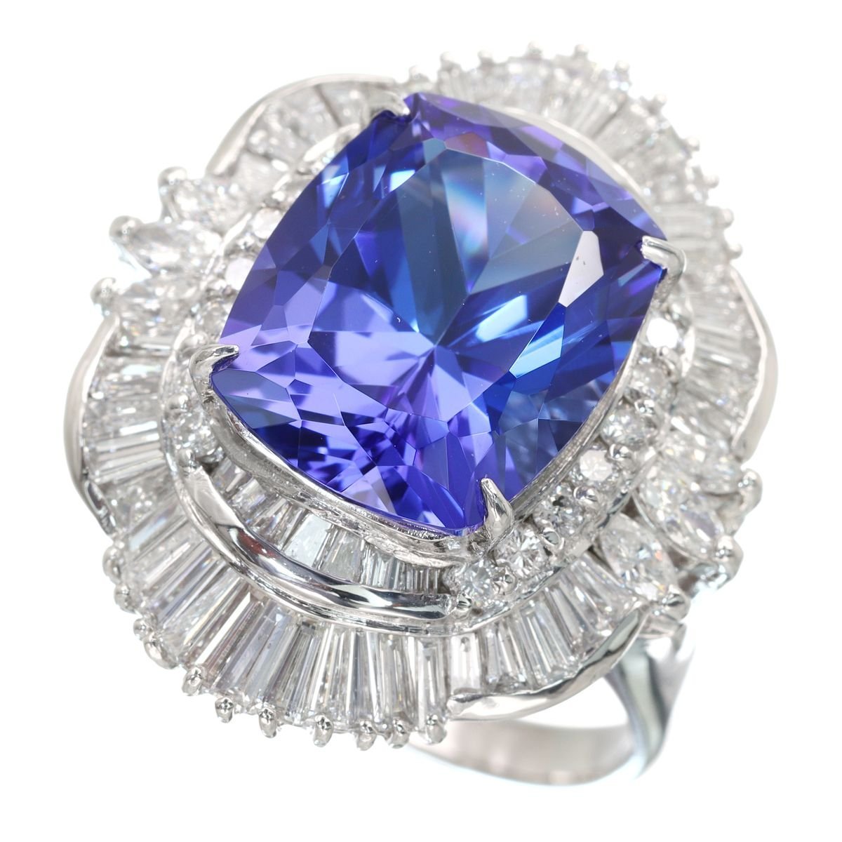 . thickness . vivid pa-plishu blue Pt900 tanzanite diamond ring 18.3g TZ10.47ct D2.72ct super-beauty goods judgement document attaching *03A19