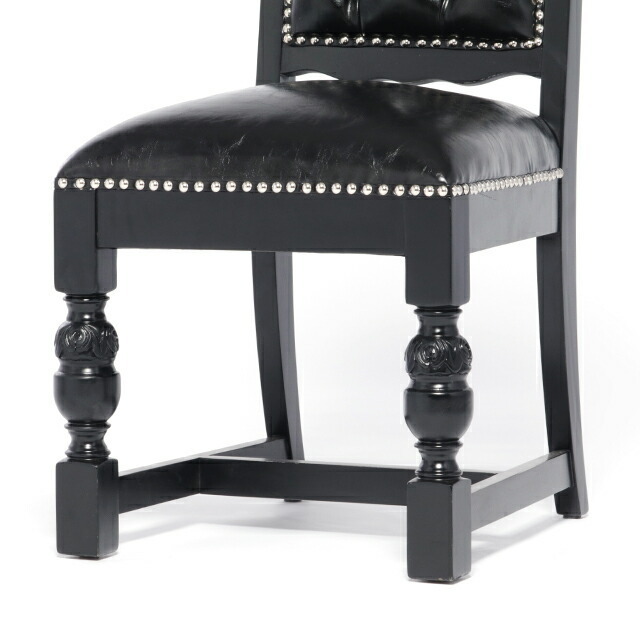 チェア ダイニングチェア アンティーク調 椅子 ブルボーズレッグ ハイバック 木製 チェスターフィールド ブラック 合皮 VINCENT 9012-8P51B_画像9