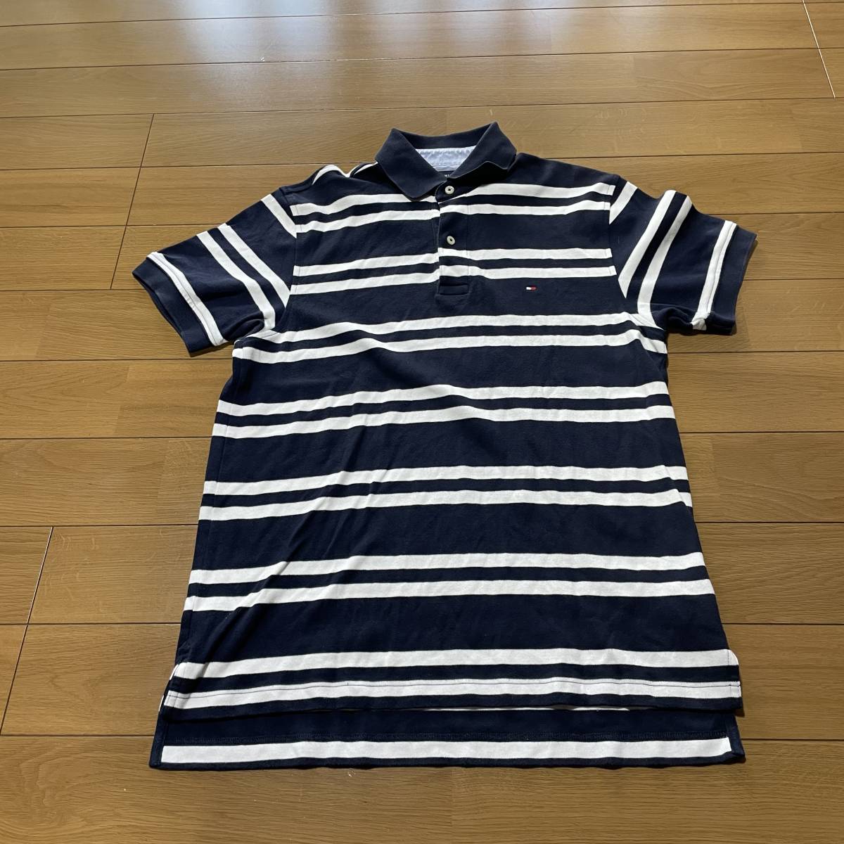 H-19 トミーヒルフィガー サイズ S/P！ 紺×白 ポロシャツ(Mサイズ