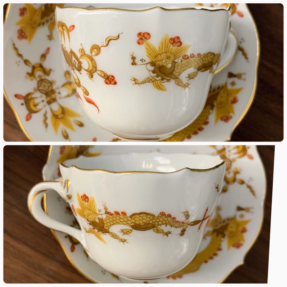 一級品 マイセン Meissen リッチ ドラゴン イエロー モカカップ