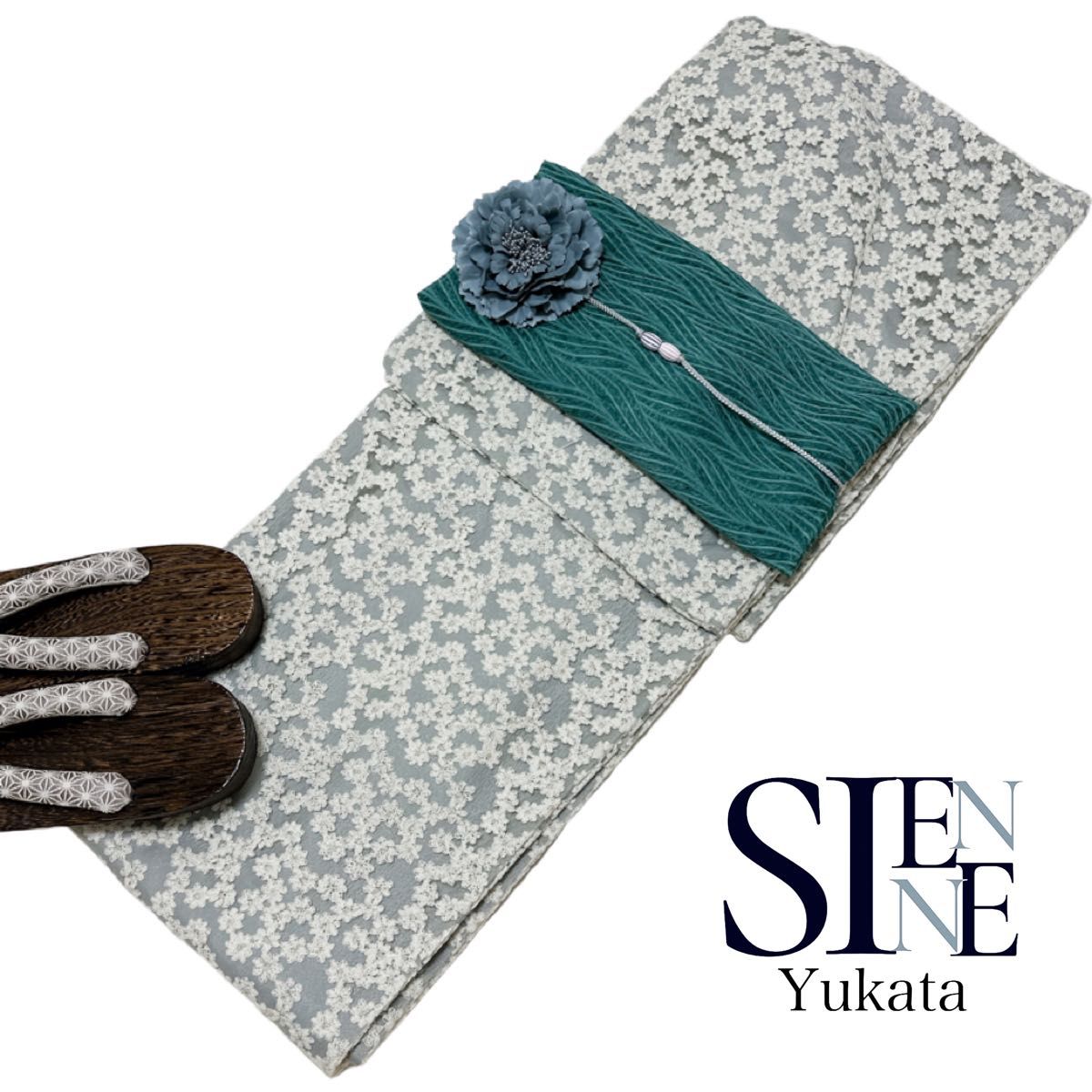 浴衣ジェンヌ 最新作 レース浴衣 小花 刺繍レース グレー 高級浴衣
