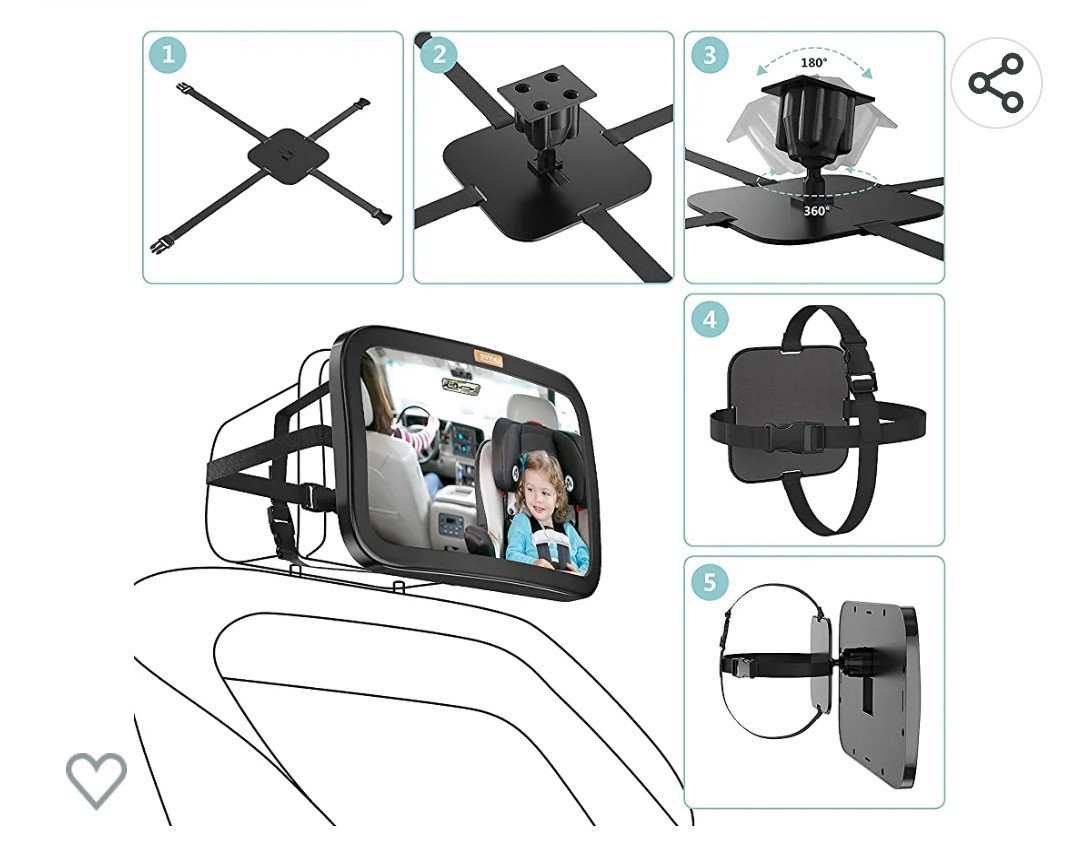 y062705k SMART ELF 車用 ベビーミラー 車 前向き ベビーミラー インサイトミラー 車 チャイルドシート ミラー 後部座席 鏡 取付簡単 _画像4