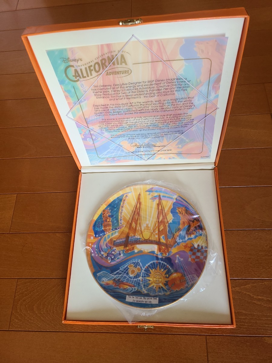 ディズニー　カリフォルニア　アドベンチャー　オープン記念　飾り皿　Disney　CALIFORNIA ADVENTURE　絵皿　陶器　アメリカ　グッズ_画像1