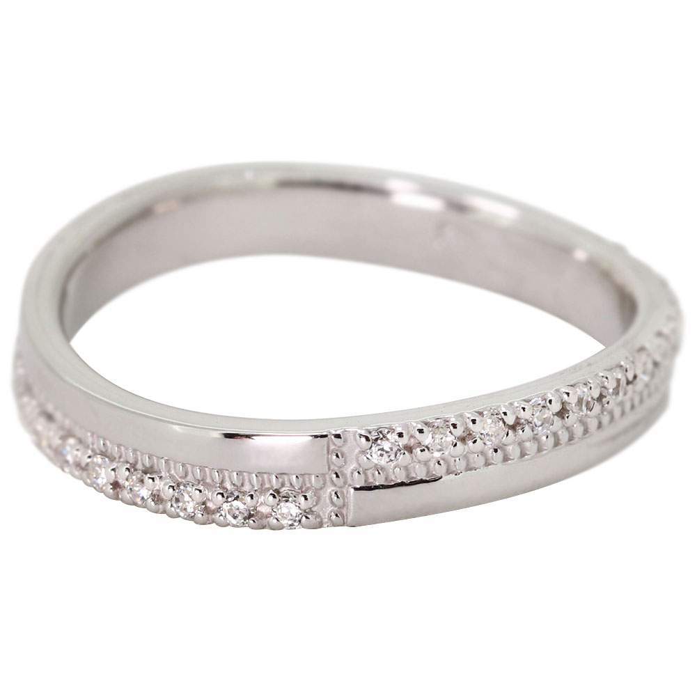 結婚指輪 18金 ペアリング カップル 2個セット 指輪 マリッジリング クロス 18k ダイヤモンド S字デザイン ミル_画像5