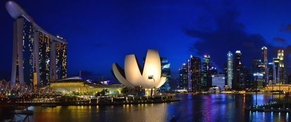  Singapore night . panorama Marina Bay * sun z picture manner new material wallpaper poster extra-large 1374×576mm is ... seal type 007S1