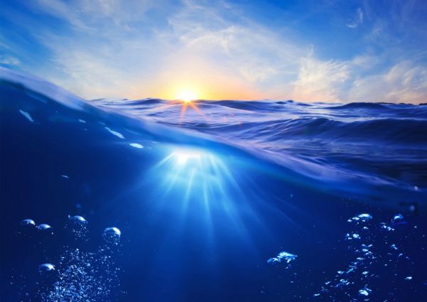 ヤフオク 波 オーシャンブルーの大海原と日の出 朝陽 太陽