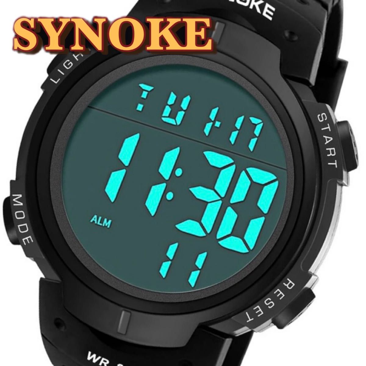 オリジナルオリジナル新品 SYNOKE ビッグフェイス デジタルウォッチ メンズ腕時計 シルバー 腕時計(デジタル) 