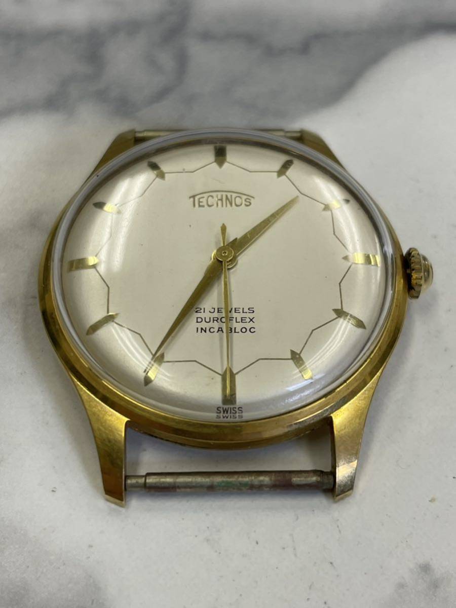 2.美品・稼動品・TECHNOS テクノス 手巻き 21石 腕時計 メンズ 変わり