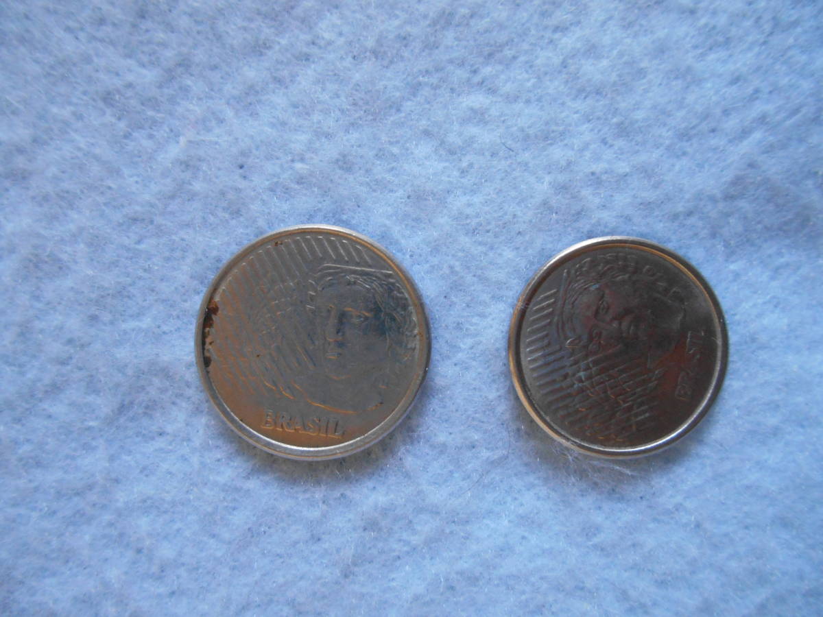 ブラジル硬貨 1センターボ硬貨(1996年発行)&5センターボ硬貨(1994年発行)の2枚セット_画像2