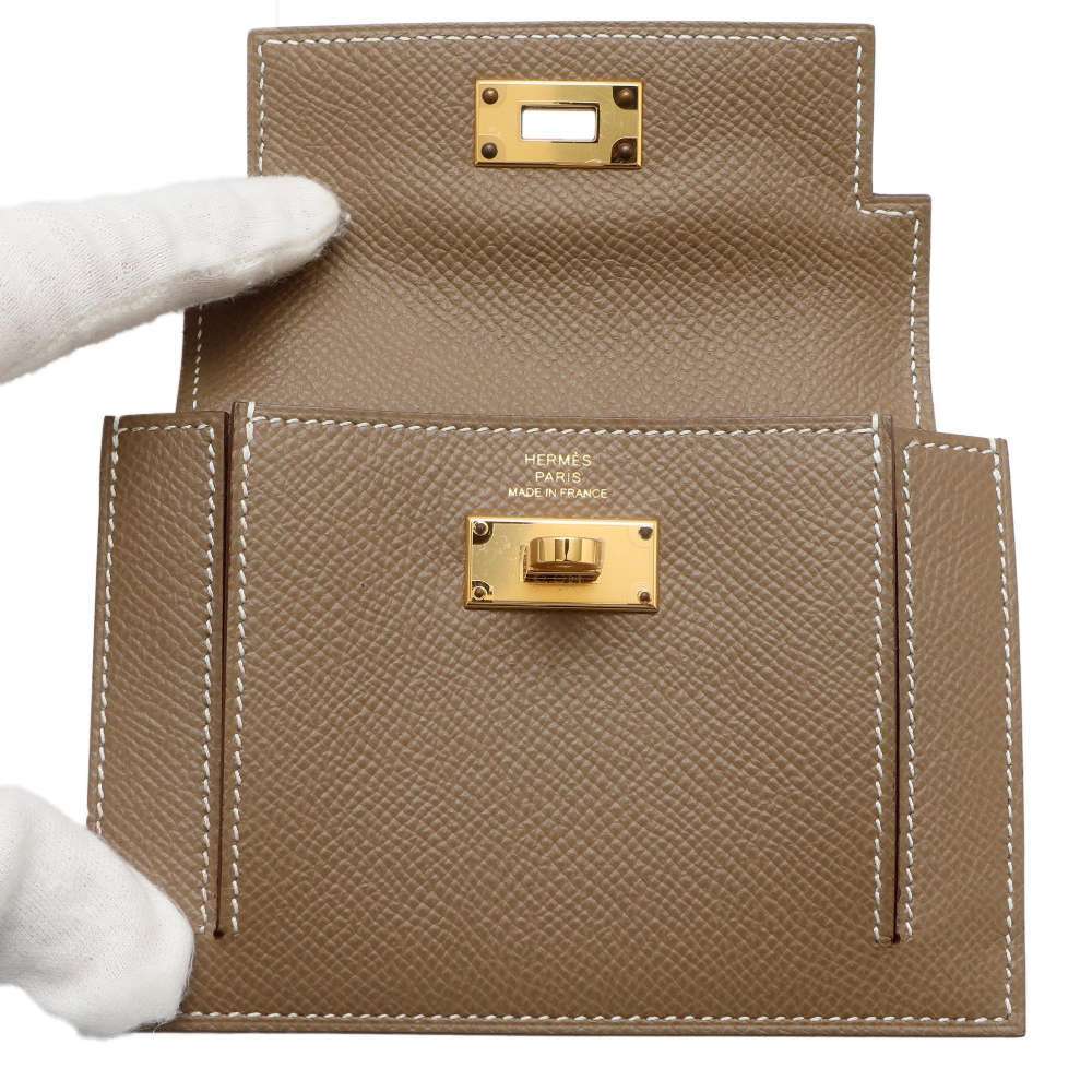 エルメス 財布 ケリーポケット コンパクト エトゥープ/ゴールド エルメス 財布 ケリーポケット コンパクト エトゥープ/ゴールド