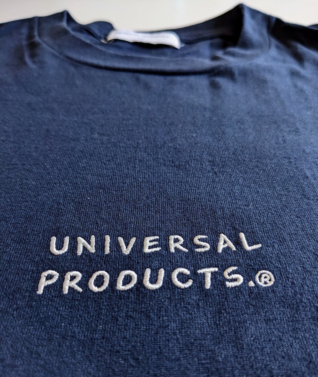 UNIVERSAL PRODUCTS ＋N メンズ3 ユニバーサルプロダクツ ＋ノリタケ コラボ クルーネック ロゴ刺繍 半袖Tシャツ L相当 ネイビー_画像5