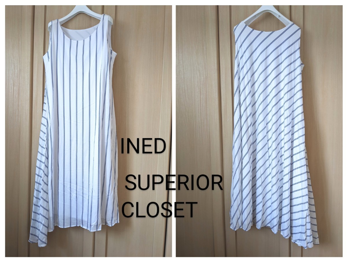 SUPERIOR CLOSET レディース11 スーペリアクローゼット INED ノースリーブ ロング ワンピース アシンメトリー フレアードレス L相当