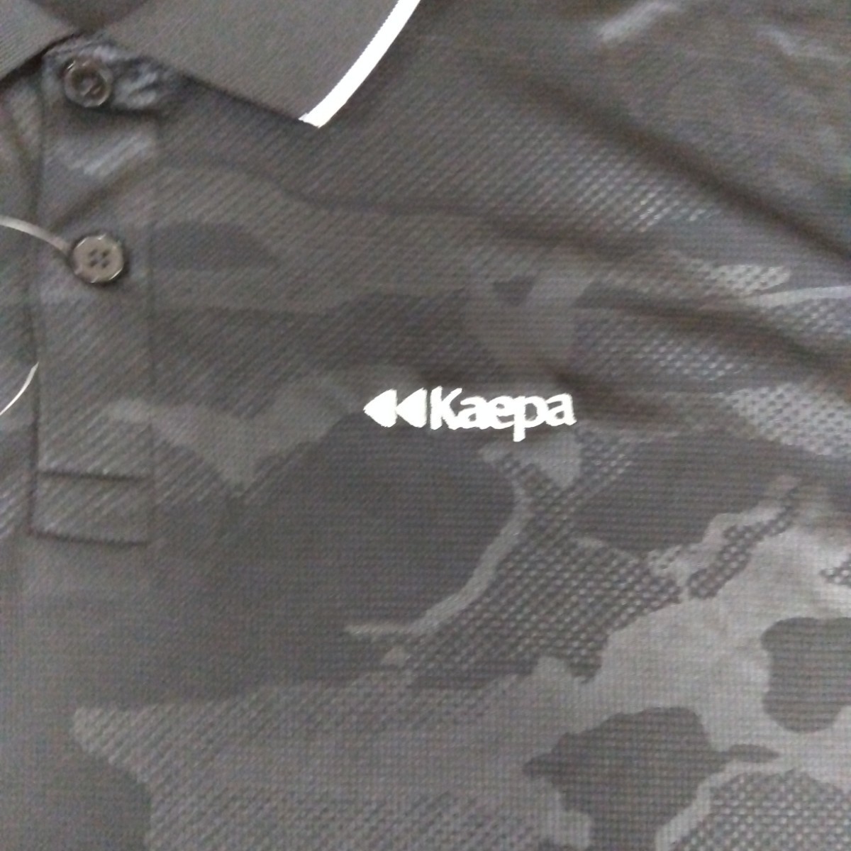 M ⑤Kaepa ケイパ 新品 半袖ポロシャツ 襟付きトップス ボタン 黒迷彩柄 メンズ紳士 アウトドア スポーツ ゴルフウェア ドライ UV対策 golf