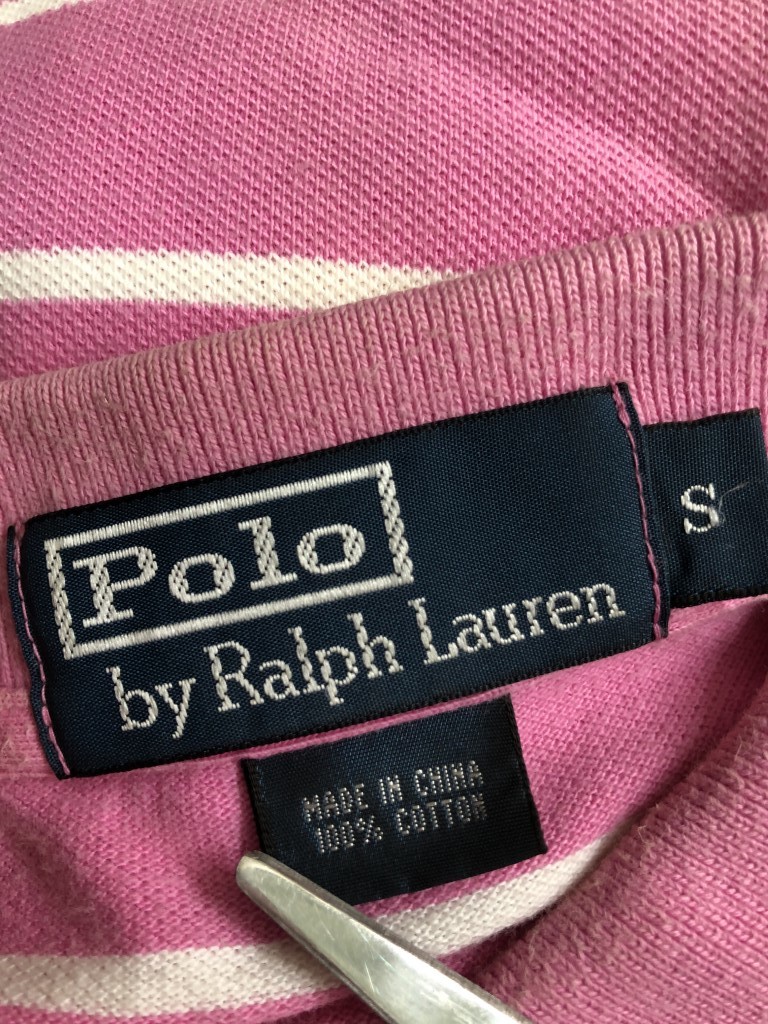 ◆Polo by Ralph Lauren ポロ ラルフローレン 半袖ポロシャツ S ピンク　ボーダー_画像6