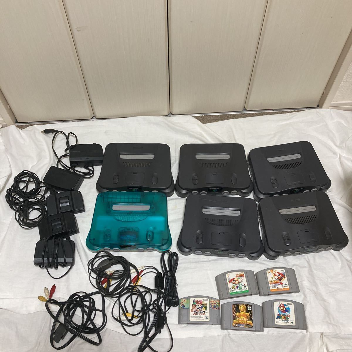 任天堂64 NINTENDO64ソフト動作確認済 本体6台 クリアブルー AC
