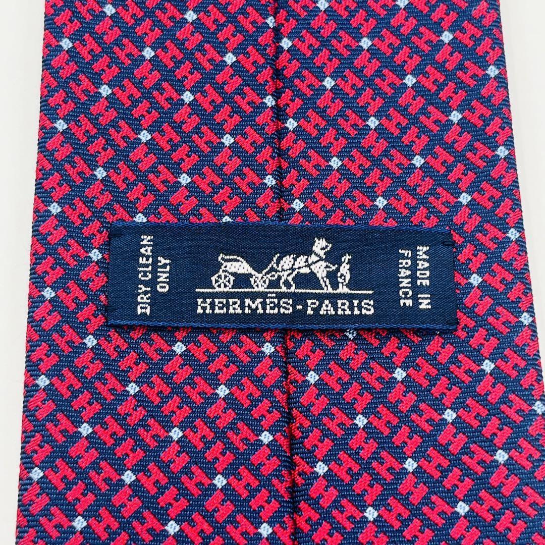 極美品】HERMES エルメス ネクタイ H柄 レッド×ブルー|Yahoo!フリマ