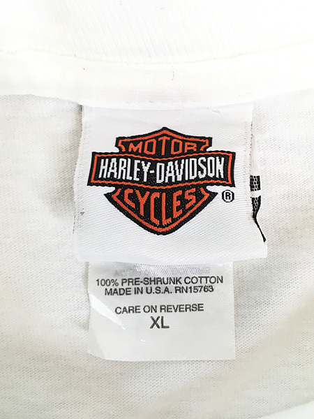 古着 00s USA製 HARLEY DAVIDSON ブルー ファイヤー イーグル 長袖 ポケット Tシャツ ロンT XL 古着_画像7