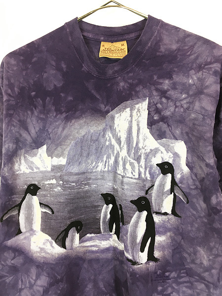 古着 90s USA製 THE MOUNTAIN 氷山 ペンギン グラフィック タイダイ Tシャツ M 古着_画像2