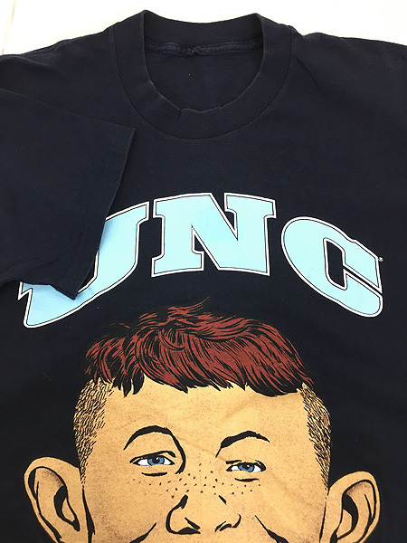 古着 90s Mad Magazine 「UNC」 風刺 雑誌 アルフレッド BIG フェイス Tシャツ XL位 古着_画像4