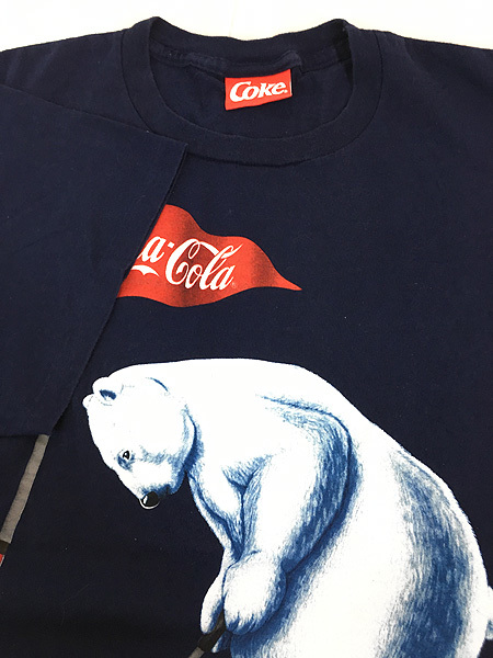 古着 90s USA製 Coca Cola コーラ ゴルフ シロクマ ドリンク 企業 Tシャツ XL 古着_画像4