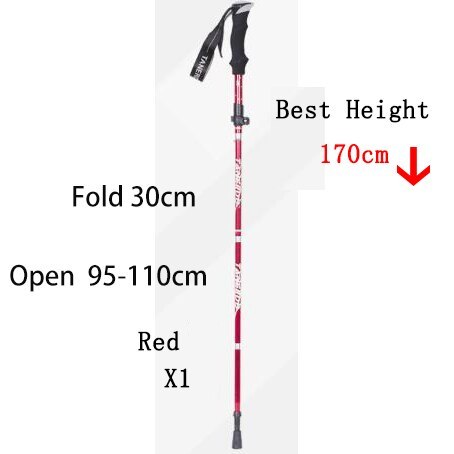  folding type . carrying possibility trekking paul (pole) walking seniours flexible type going out bag easy mountain climbing 1 pcs [Red 30cm]