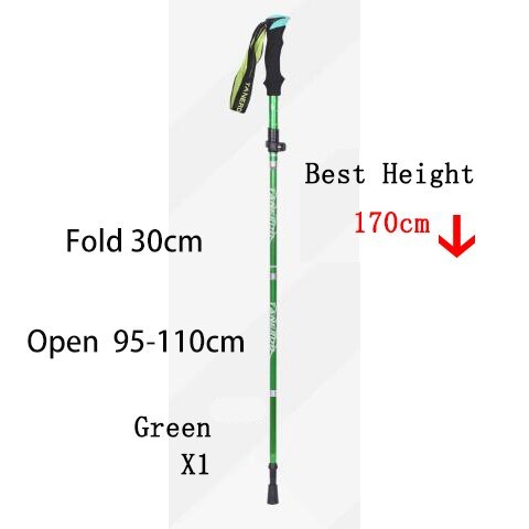  folding type . carrying possibility trekking paul (pole) walking seniours flexible type going out bag easy mountain climbing 1 pcs [Green 30cm]