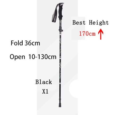  folding type . carrying possibility trekking paul (pole) walking seniours flexible type going out bag easy mountain climbing 1 pcs [Black 36cm]