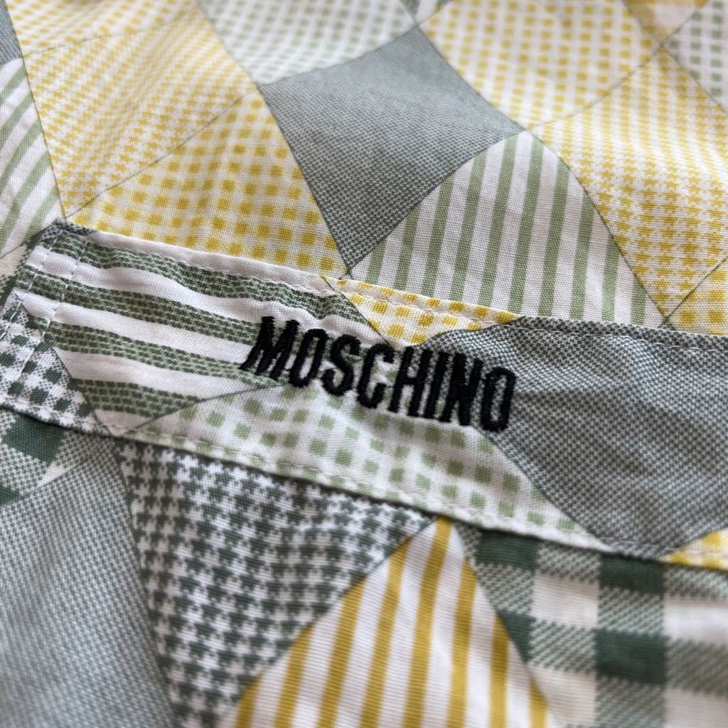 MOSCHINO Moschino total pattern diamond check stripe Vintage short sleeves shirt 