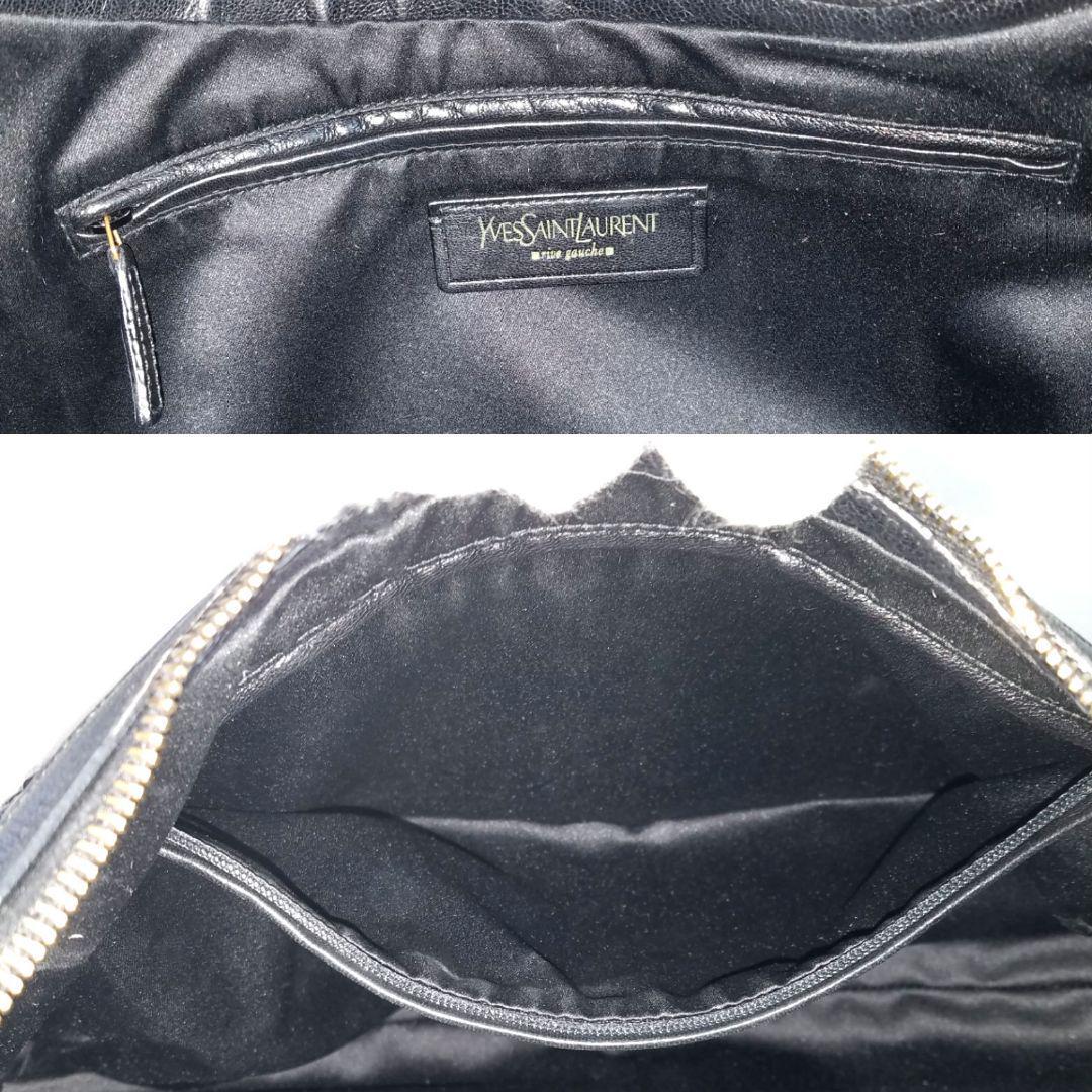 イヴ・サンローラン リヴゴーシュ コンビメッシュショルダー イントレチャート ショルダーバッグ 麻 Yves saint Laurent rivegauche